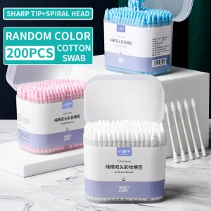 200PCS Disposable Double-Headed Cotton Swab Ear Cleaning Makeup Remover Fine Ear Digging Spoon Household Item