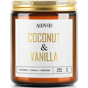 Coconut Vanilla Scented Candles for Home Aromatherapy 9 oz Natural Soy Wax Candles with Relaxing Fragrance Ideal for Bedroom Li