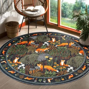 American Animal Pattern Round Carpet Living Room Soft Antiskid Bedroom Decoration Rug Big Size Machine Washable Study Chair Mat